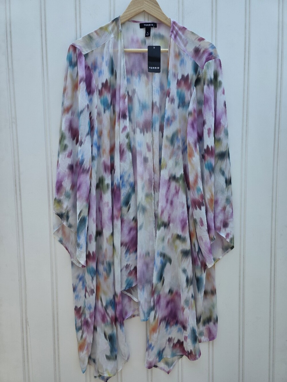 Torrid Pink Ikat Chiffon Hi-Lo Kimono Size 4X NWT